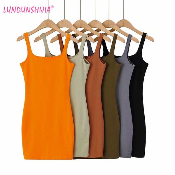 casual dresses lundunshijia 2021 summer slim mini dress solid cotton tight square collar high waist sleeveless buttocks vestidos, Black;gray
casual dresses lundunshijia 2021 summer slim mini dress solid cotton tight square collar high waist sleeveless buttocks vestidos, Black;gray