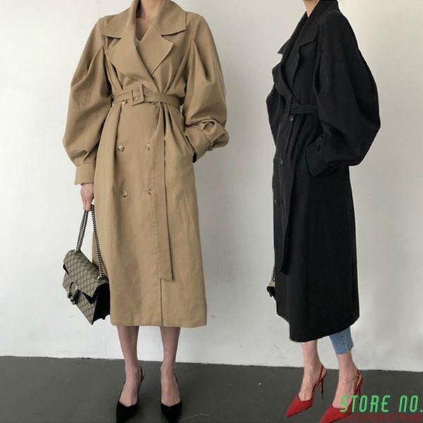 women's trench coats women coat autumn double breated oversize long lady streetwear korean outwear runway windbreaker, Tan;black
women's trench coats women coat autumn double breated oversize long lady streetwear korean outwear runway windbreaker, Tan;black