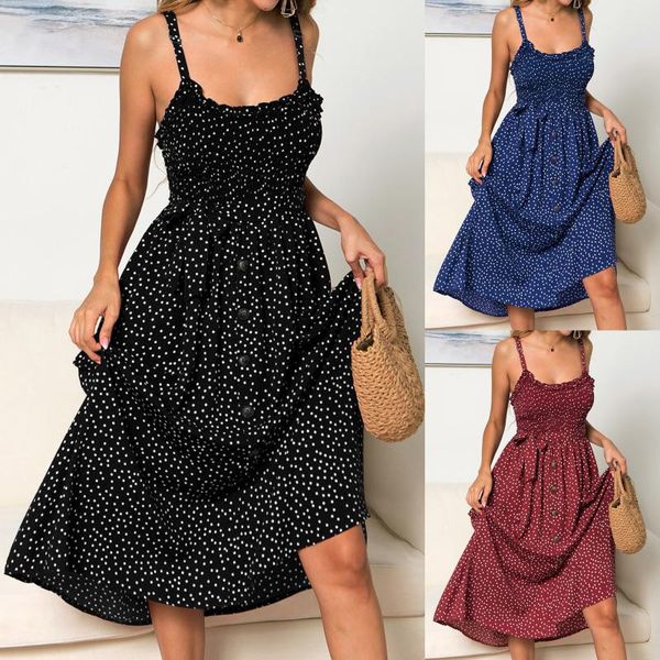 casual dresses dot print women summer dress fashion sleeveless sling with flounce clothes 2021 vestidos de mujer, Black;gray
casual dresses dot print women summer dress fashion sleeveless sling with flounce clothes 2021 vestidos de mujer, Black;gray