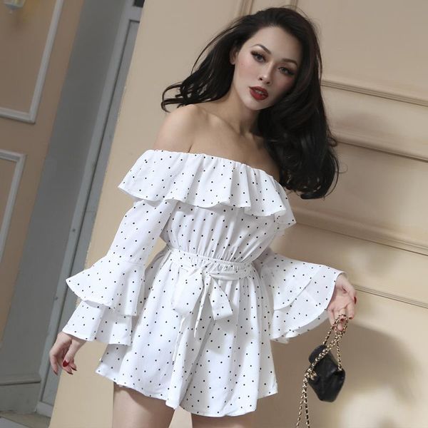 women's jumpsuits & rompers 2021 spring stylish slash neck ruffles playsuits women slim high rise skirt type short designed dot polka, Black;white
women's jumpsuits & rompers 2021 spring stylish slash neck ruffles playsuits women slim high rise skirt type short designed dot polka, Black;white