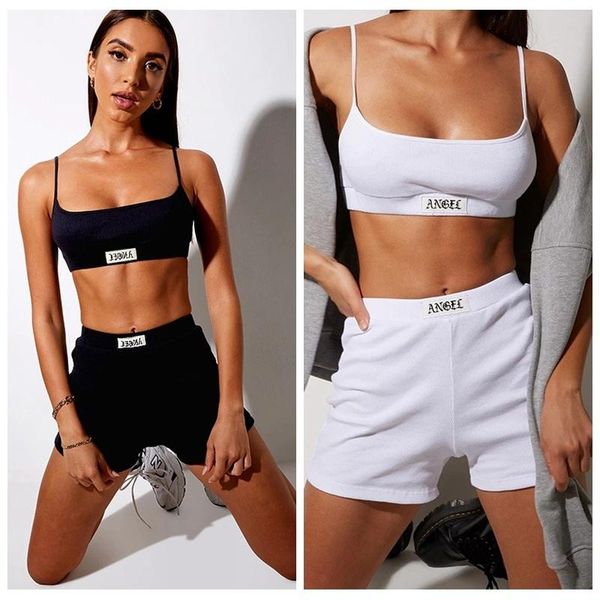 women's tracksuits 2 pieces hirigin suit set female letter print u-neck sleeveless spaghetti strap crop and knit skinny short pants fo, Gray
women's tracksuits 2 pieces hirigin suit set female letter print u-neck sleeveless spaghetti strap crop and knit skinny short pants fo, Gray