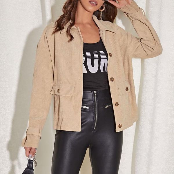 women's jackets women's corduroy jacket autumn 2021 vintage fashion female buttons single breasted loose casual korean chic coats, Black;brown
women's jackets women's corduroy jacket autumn 2021 vintage fashion female buttons single breasted loose casual korean chic coats, Black;brown