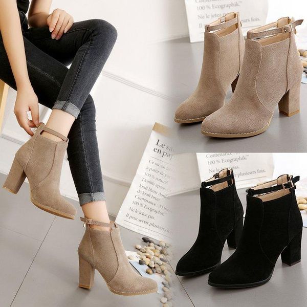 new autumn winter fashion woman boots high heels women leather ankle boots pointed toe winter women, Black
new autumn winter fashion woman boots high heels women leather ankle boots pointed toe winter women, Black