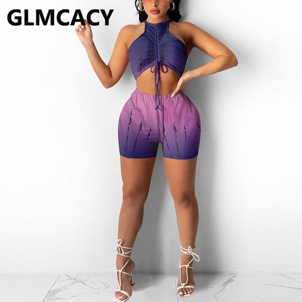 two piece summer suits sleeveless crop & bodycon shorts set 210702, White 
two piece summer suits sleeveless crop & bodycon shorts set 210702, White