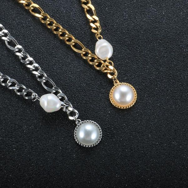 pendant necklaces luxury freshwater pearl link chain necklace for women men fashion stainless steel elegant sweater clavicle jewelry, Silver
pendant necklaces luxury freshwater pearl link chain necklace for women men fashion stainless steel elegant sweater clavicle jewelry, Silver