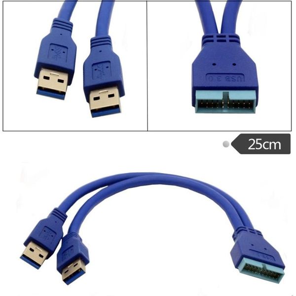 computer cables & connectors 2 port usb 3.0 type a male to 20 pin header adapter cable cord 0.25m
computer cables & connectors 2 port usb 3.0 type a male to 20 pin header adapter cable cord 0.25m