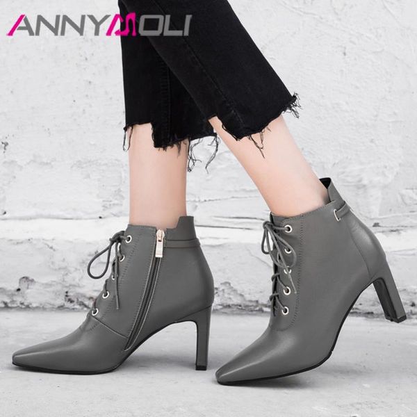 boots annymoli autumn ankle women natural genuine leather thick high heel short zipper square toe shoes lady winter 34-39, Black
boots annymoli autumn ankle women natural genuine leather thick high heel short zipper square toe shoes lady winter 34-39, Black