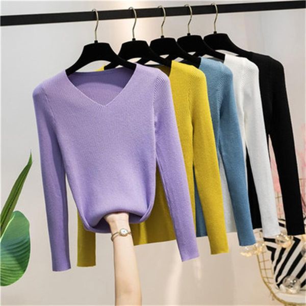 women's sweaters autumn and winter v-neck knitted long-sleeved sweater slim tight bottoming shirt fashion retro pullover women h857, White;black
women's sweaters autumn and winter v-neck knitted long-sleeved sweater slim tight bottoming shirt fashion retro pullover women h857, White;black
