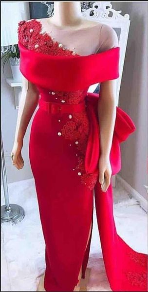 elegant 2021 new saudi arabic red evening es sheer neck bow train pearls party satin split african formal prom gowns 7g2v, Black;red
elegant 2021 new saudi arabic red evening es sheer neck bow train pearls party satin split african formal prom gowns 7g2v, Black;red