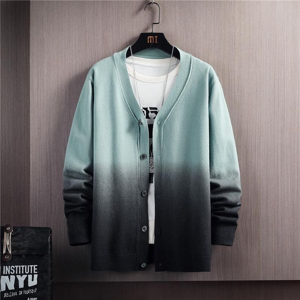 men's sweaters spring and autumn fashion 2021 trend knitwear jacket youth gradient button cardigan sweater for men, White;black
men's sweaters spring and autumn fashion 2021 trend knitwear jacket youth gradient button cardigan sweater for men, White;black