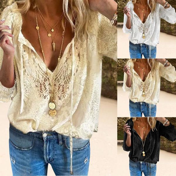 women's blouses & shirts women lace loose fashion female v neck hollow out streetwear blouse 2021 plus size casual long sleeve blu, White
women's blouses & shirts women lace loose fashion female v neck hollow out streetwear blouse 2021 plus size casual long sleeve blu, White