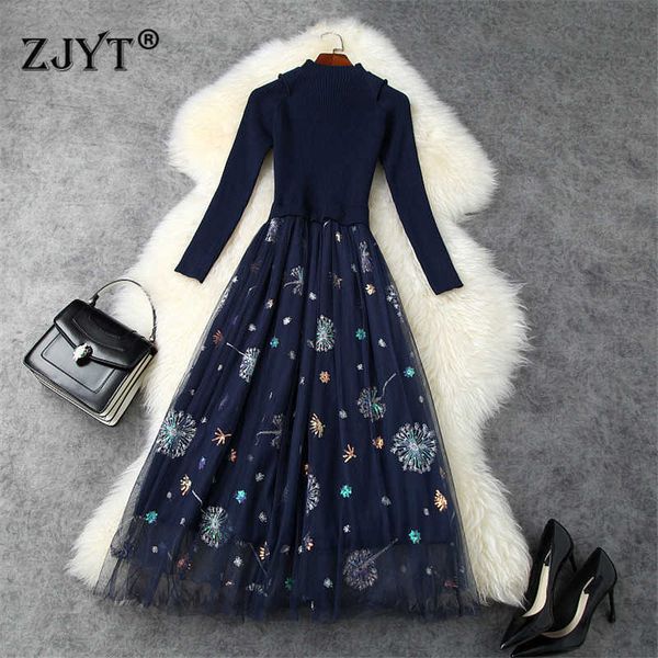 autumn winter woman clothes fashion runway designers stand neck embroidery mesh patchwork midi knit sweater dress 210601, Black;gray
autumn winter woman clothes fashion runway designers stand neck embroidery mesh patchwork midi knit sweater dress 210601, Black;gray