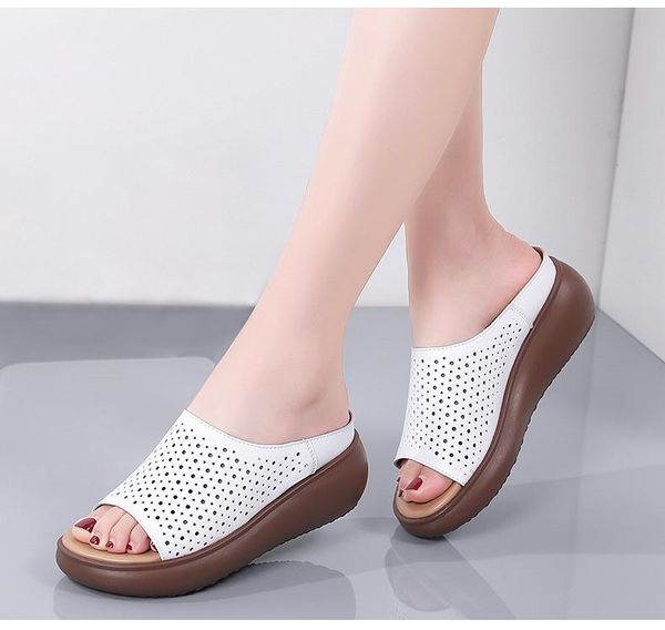 sandals open toe women's wedge real leather woman summer shoes hollow female platform slipper thick bottom ladies shoe, Black
sandals open toe women's wedge real leather woman summer shoes hollow female platform slipper thick bottom ladies shoe, Black