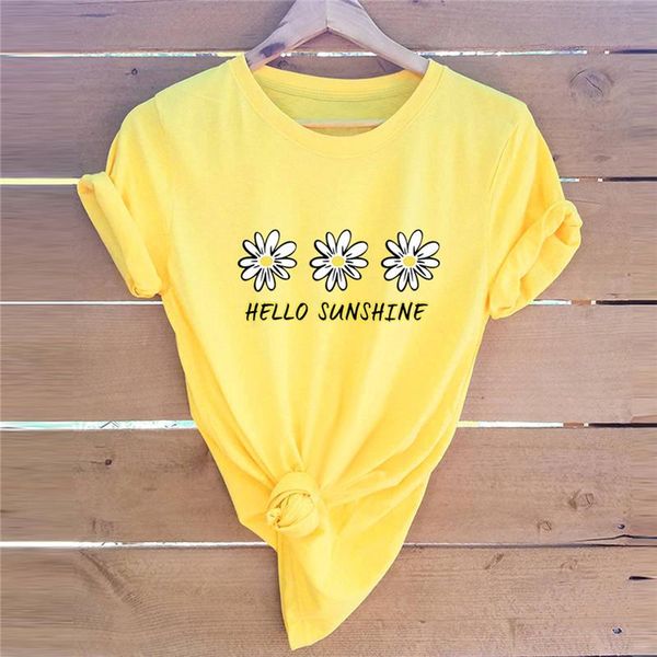 women's t-shirt hello sunshine daisy print summer plus size women t shirt 100%cotton o neck tshirt short sleeve tees harajuku lady, White
women's t-shirt hello sunshine daisy print summer plus size women t shirt 100%cotton o neck tshirt short sleeve tees harajuku lady, White
