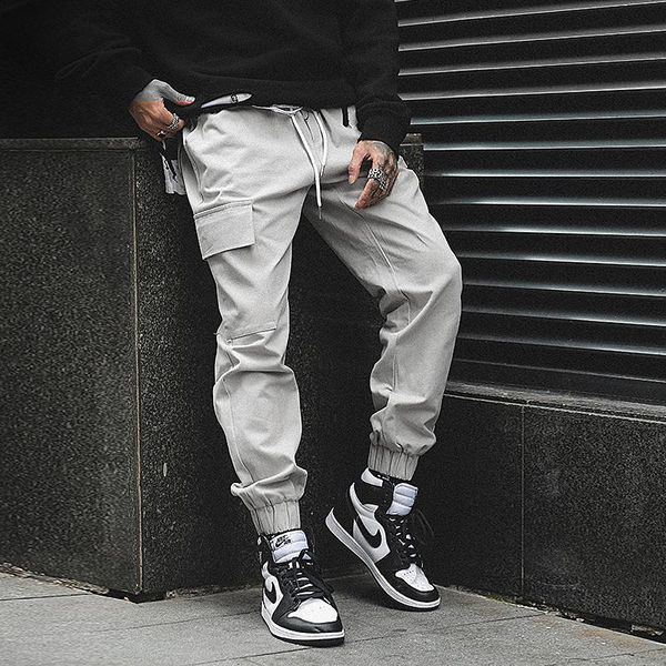 men's pants fashion vintage style cotton cargo joggers drawstring solid side pocket autumn casual trousers male, Black
men's pants fashion vintage style cotton cargo joggers drawstring solid side pocket autumn casual trousers male, Black