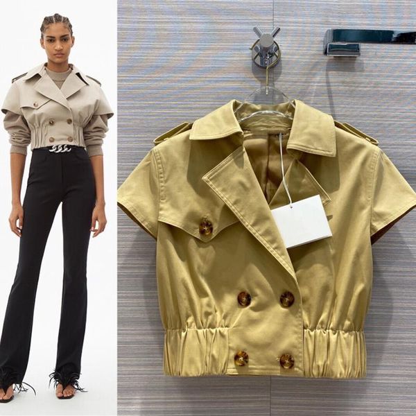 women's jackets high street clothes summer 2021 fashion khaki trench women jacket short sleeve double breasted, Black;brown
women's jackets high street clothes summer 2021 fashion khaki trench women jacket short sleeve double breasted, Black;brown
