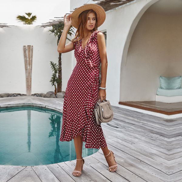 ladies summer v-neck spaghetti strap polka dot women 2021 new elegant ruffles high waist mid-calf print long ceeb, Black;gray
ladies summer v-neck spaghetti strap polka dot women 2021 new elegant ruffles high waist mid-calf print long ceeb, Black;gray
