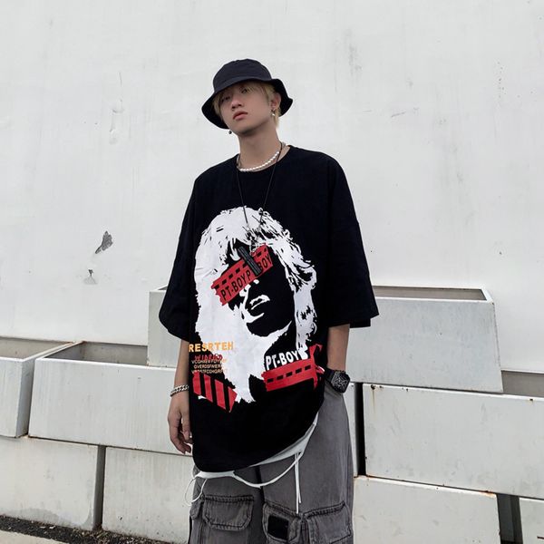 t shirt 2021 summer men's figure printed fashion brand short sleeve hip hop loose 5-sleeve, White;black
t shirt 2021 summer men's figure printed fashion brand short sleeve hip hop loose 5-sleeve, White;black