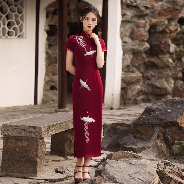 ethnic clothing chinese style women embroidery cheongsam traditional evening party dress vintage bride wedding gown slim qipao vestidos, Red
ethnic clothing chinese style women embroidery cheongsam traditional evening party dress vintage bride wedding gown slim qipao vestidos, Red