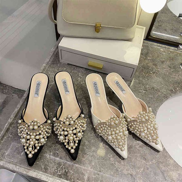 slippers baotou, semi-trailer with fine heels and mid-heel sandals, pearl strass, decoration, spring fdzc, Black
slippers baotou, semi-trailer with fine heels and mid-heel sandals, pearl strass, decoration, spring fdzc, Black