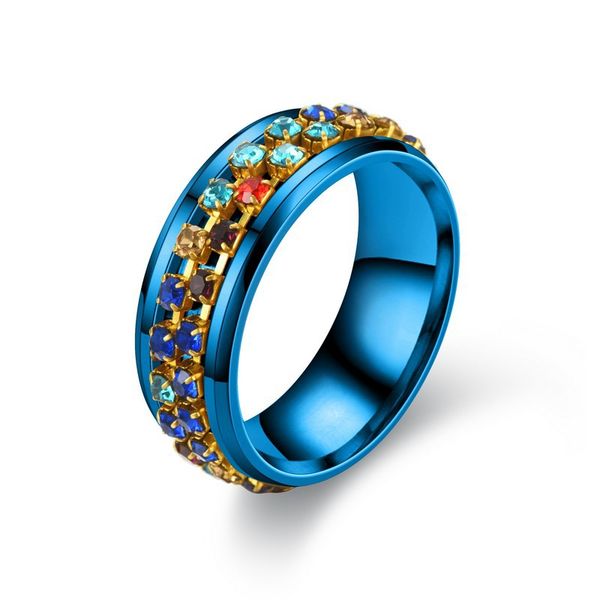fashion jewelry stainless steel ring colorful rhinstone chain rotatable rings, Silver
fashion jewelry stainless steel ring colorful rhinstone chain rotatable rings, Silver