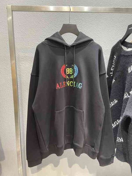 designer selling trendy brand balencia22ga hooded sweater men and women chest rainbow gradient wheat double bb embroidery printed letter hoo, Black
designer selling trendy brand balencia22ga hooded sweater men and women chest rainbow gradient wheat double bb embroidery printed letter hoo, Black