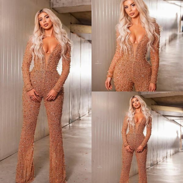 luxury beading jumpsuits prom dresses sequins v neck 2021 new design evening gown long sleeve formal pants party dress, Black
luxury beading jumpsuits prom dresses sequins v neck 2021 new design evening gown long sleeve formal pants party dress, Black
