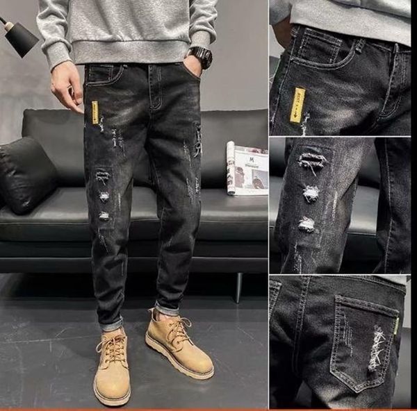 men's jeans elastic force badge appliques ripped casual men slim straight denimpants fashion man denim trousers size 28-38, Blue
men's jeans elastic force badge appliques ripped casual men slim straight denimpants fashion man denim trousers size 28-38, Blue