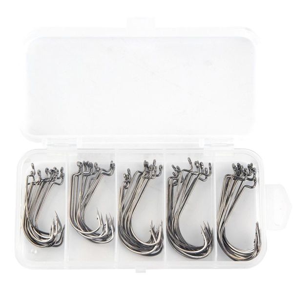 50pcs black high carbon steel nickel crank hook suit 1-2# 1/0-3/0# fishhook with plastic tackle box
50pcs black high carbon steel nickel crank hook suit 1-2# 1/0-3/0# fishhook with plastic tackle box