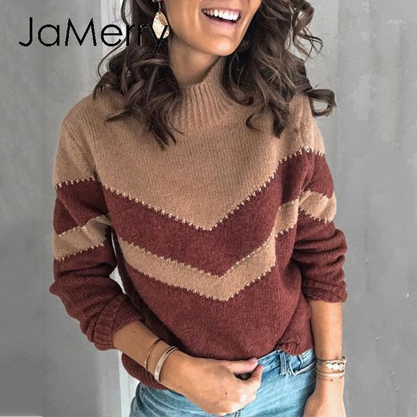 jamerry patchwork loose women's knitting sweater geometric high neck long sleeve pullover fashion elegant winter 2021 sweaters, White;black
jamerry patchwork loose women's knitting sweater geometric high neck long sleeve pullover fashion elegant winter 2021 sweaters, White;black