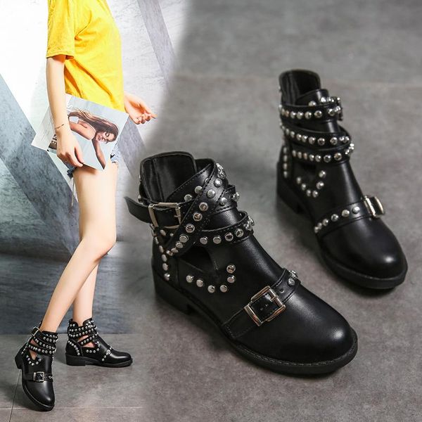 boots autumn and winter women's shoes europe america rivet women low thick heel casual buckle, Black
boots autumn and winter women's shoes europe america rivet women low thick heel casual buckle, Black