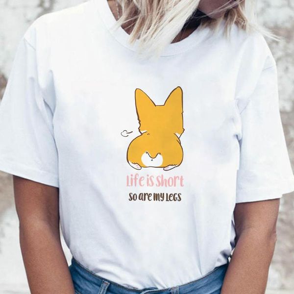 women's t-shirt creative shiba inu shirt life is short so are my legs letter print sleeves summer soothing streetwear tshirt women, White
women's t-shirt creative shiba inu shirt life is short so are my legs letter print sleeves summer soothing streetwear tshirt women, White