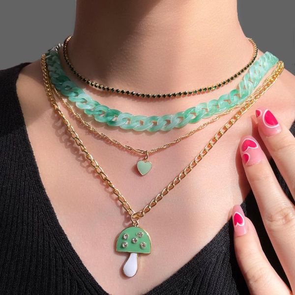 chains flatfoosie multi-layer heart mushroom enamel pendant necklace for women chunky acrylic link chain crystal trend jewelry, Silver
chains flatfoosie multi-layer heart mushroom enamel pendant necklace for women chunky acrylic link chain crystal trend jewelry, Silver