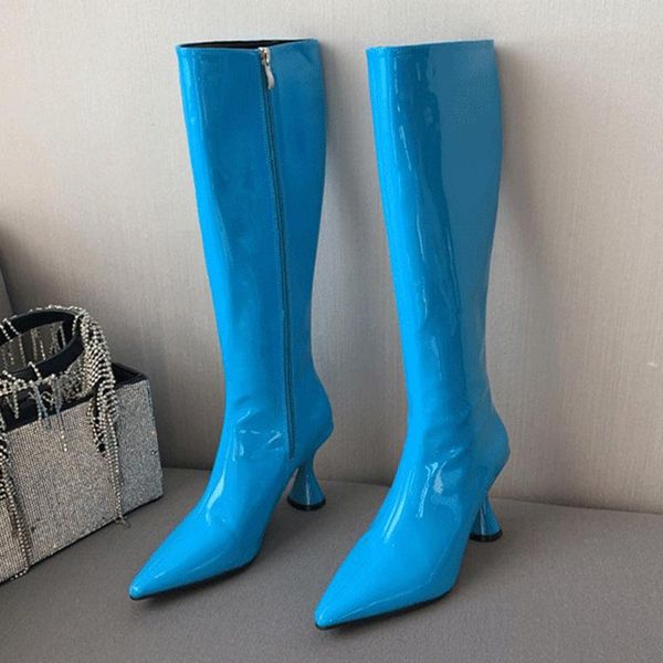 boots size35-39 2021 casual ladies shoes winter solid patent leather knee-high kitten heels zipper pointed toe women's, Black
boots size35-39 2021 casual ladies shoes winter solid patent leather knee-high kitten heels zipper pointed toe women's, Black