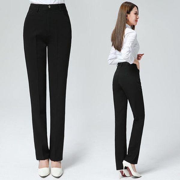 thin professes plus women's clothes straight high waist suit big size office overalls solid pants cke0, Black;white
thin professes plus women's clothes straight high waist suit big size office overalls solid pants cke0, Black;white