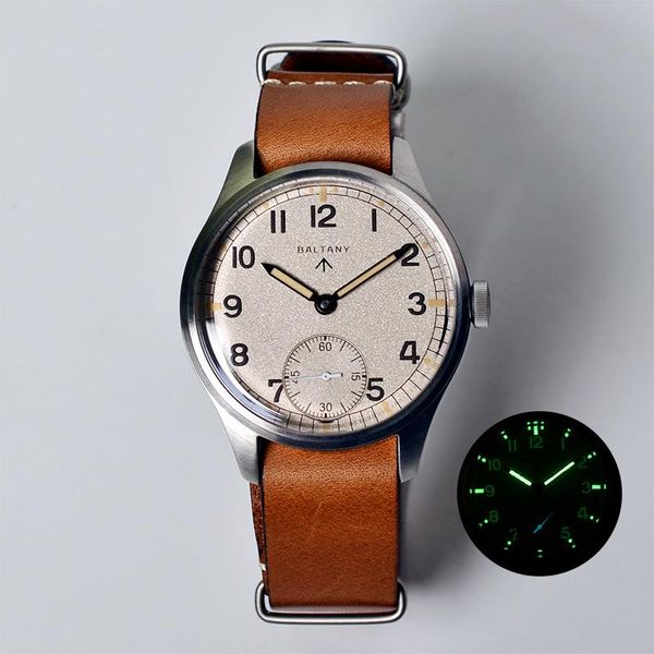wristwatches vintage baltany military watch 42mm subsecond hand winding st3600 movement stainless steel leather strap mechanical wristwatch, Slivery;brown
wristwatches vintage baltany military watch 42mm subsecond hand winding st3600 movement stainless steel leather strap mechanical wristwatch, Slivery;brown