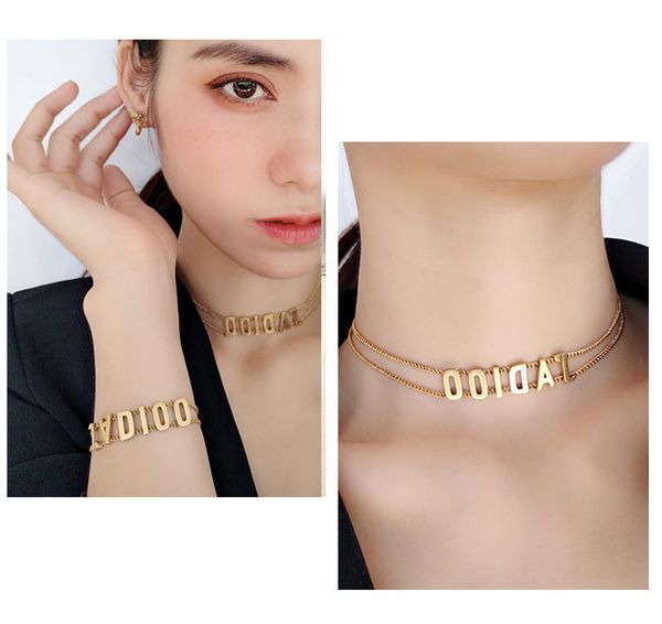 2021 luxury designer jewelry letter neck chain necklace female choker double layer personality light luxury temperament net red bracelet, Silver
2021 luxury designer jewelry letter neck chain necklace female choker double layer personality light luxury temperament net red bracelet, Silver