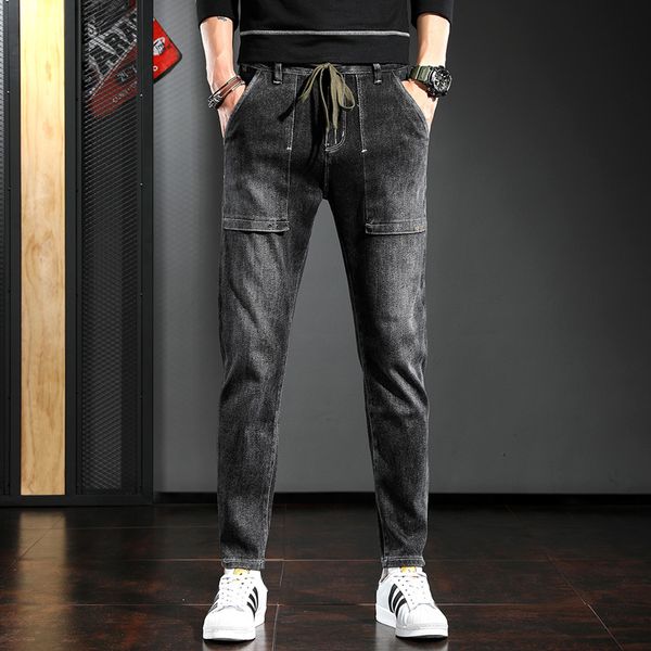 2021 homens cinza preto jeans fino ajuste lpis moda streetwear drawstring denim calas 44yc, White;black
2021 homens cinza preto jeans fino ajuste lpis moda streetwear drawstring denim calas 44yc, White;black