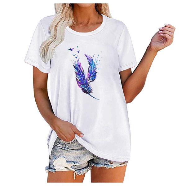 women's t-shirt bright feathers pattern tshirts blusas elegantes mujer womens printed o neck short sleeve harajuku graphic t shirts, White
women's t-shirt bright feathers pattern tshirts blusas elegantes mujer womens printed o neck short sleeve harajuku graphic t shirts, White