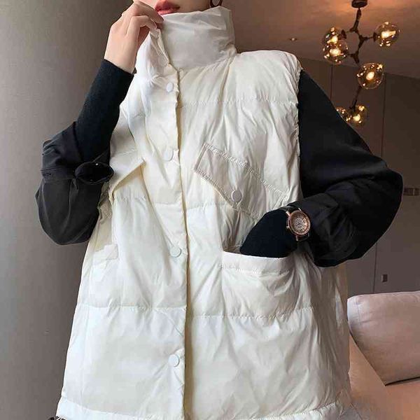 down female autumn winter 2021 new sleeveless shoulder stand collar short white duck down vest coat, Black
down female autumn winter 2021 new sleeveless shoulder stand collar short white duck down vest coat, Black