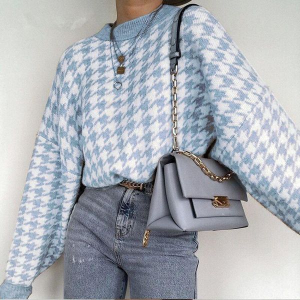 women's sweaters houndstooth pullover sweater women vintage basic o-neck long sleeve blue knitted warm streetwear oversized, White;black
women's sweaters houndstooth pullover sweater women vintage basic o-neck long sleeve blue knitted warm streetwear oversized, White;black