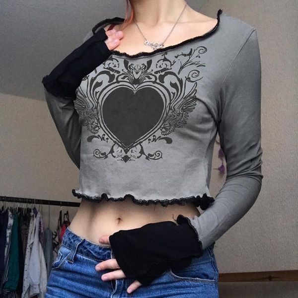 women's t-shirt egirl cute harajuku heart printed women t-shirts gothic lettuce hem grunge grey cropped crewneck streetwear tees, White
women's t-shirt egirl cute harajuku heart printed women t-shirts gothic lettuce hem grunge grey cropped crewneck streetwear tees, White