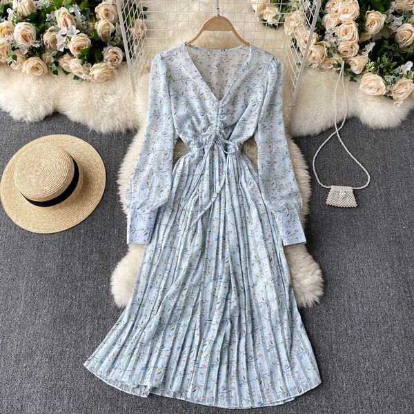 vintage floral printed drawstring chiffon pleated women v-neck long sleeve draped midi vestidos spring autumn 2021 hd6q, Black;gray
vintage floral printed drawstring chiffon pleated women v-neck long sleeve draped midi vestidos spring autumn 2021 hd6q, Black;gray