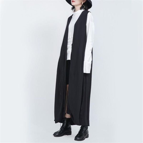 women's vests 2021 women casual long vest solid black spring and autumn dark waist tie up sleeveless wild loose x-long, Black;white
women's vests 2021 women casual long vest solid black spring and autumn dark waist tie up sleeveless wild loose x-long, Black;white