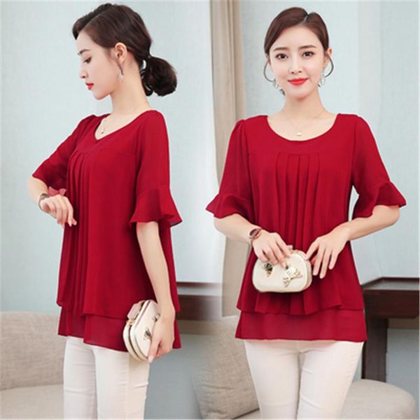 women's blouses & shirts 2021 summer women chiffon fake two pieces short sleeve o-neck loose plus size 5xl casual lady shirt blusas fem, White
women's blouses & shirts 2021 summer women chiffon fake two pieces short sleeve o-neck loose plus size 5xl casual lady shirt blusas fem, White