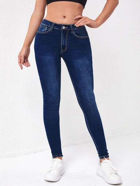 button waisted skinny jeans j6kw#, Blue 
button waisted skinny jeans j6kw#, Blue