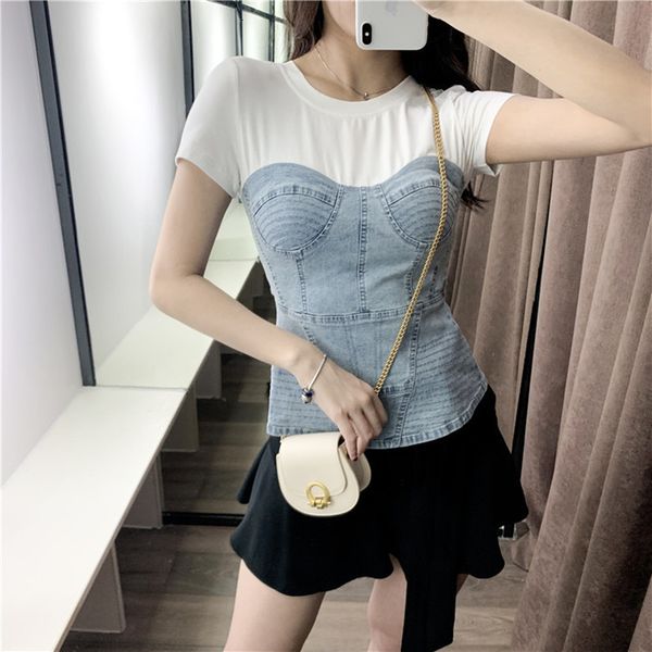2021 new nova moda sem costas camisa denim tnica retalhos senhoras magro manga curta t feminino voltar zper t-shirts s1o8, White
2021 new nova moda sem costas camisa denim tnica retalhos senhoras magro manga curta t feminino voltar zper t-shirts s1o8, White