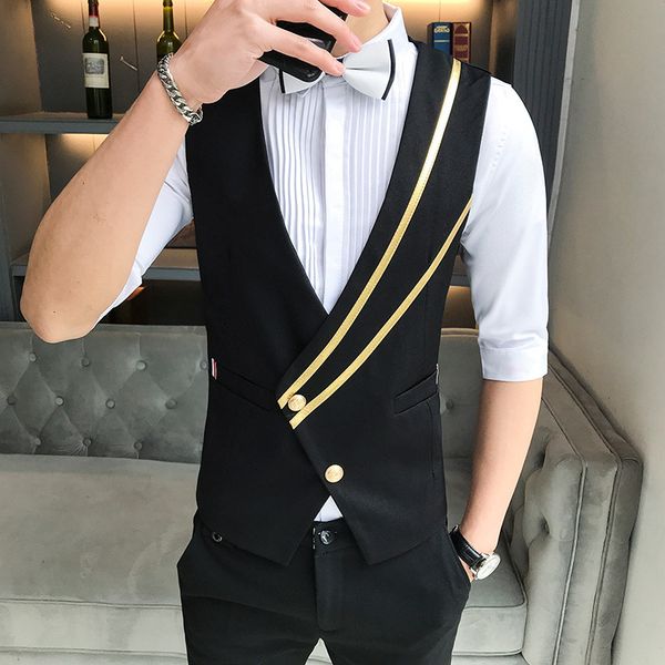 oblivious way to pull vests for men casual waiter fine club vest work clothes chaleco men's suits hombre jfjt, Black;white
oblivious way to pull vests for men casual waiter fine club vest work clothes chaleco men's suits hombre jfjt, Black;white