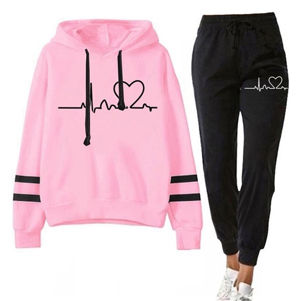 women tracksuits autumn spring clothing female suits 2 pieces set hooded sweatshirts and black pants casual outfits love print 211022, White
women tracksuits autumn spring clothing female suits 2 pieces set hooded sweatshirts and black pants casual outfits love print 211022, White