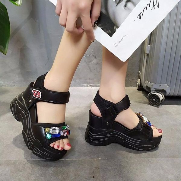 women crystal sandals 2021 summer new fashion platform sandals wedges thick bottom casual women shoes tenis feminino fashion new, Black
women crystal sandals 2021 summer new fashion platform sandals wedges thick bottom casual women shoes tenis feminino fashion new, Black